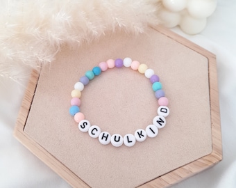 Bambini perla braccialetto perline braccialetto scuola iscrizione scolaro o nome personalizzato ritorno a scuola colorato