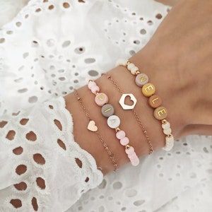 Personalized bracelet name initials friendship bracelet pearl bracelet heart name bracelet initial bracelet gift love friendship