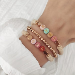 Nombre Pulsera Iniciales Pulsera Pulsera Pulsera Carta Pulsera Personalizada Heishi Cuentas Colorido