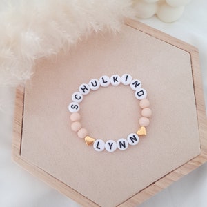 Kids Pearl Bracelet Bead Bracelet School Enrollment School Child or Name Personalized Back to School Beige