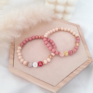 Personalized bracelet name initials friendship bracelet pearl bracelet heart name bracelet initial bracelet gift love friendship