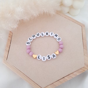 Children&#39;s bead bracelet bead bracelet enrollment school child or name personalized back to school lilac