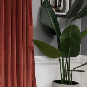 Rust Orange Velvet Curtain, Back Tab, Velvet  Curtain, Curtain Panel, Blackout velvet curtain, Curtains for Living Room