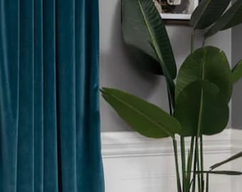 Real Teal Velvet Curtain, Back Tab, Velvet  Curtain, Curtain Panel, Blackout velvet curtain, Curtains for Living Room