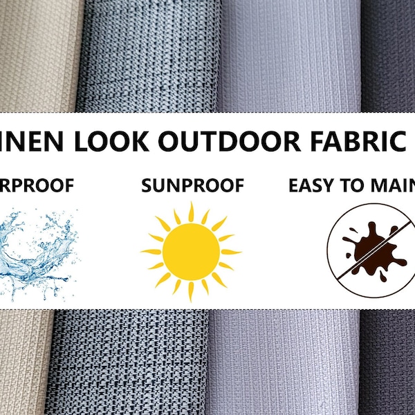 Linen Look Outdoor Fabric, Sunproof Outside Fabric, Water Resistant Fabric,  Linen Look Upholstery Fabric, Linen Outdoor Cushion Fabric