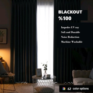 Blackout Curtains: Custom Size Bedroom Window Curtains, 62 Colors