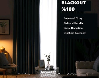 100% Blackout Curtains, 62 Color Options, Custom Size Blackout window Curtains bedroom.