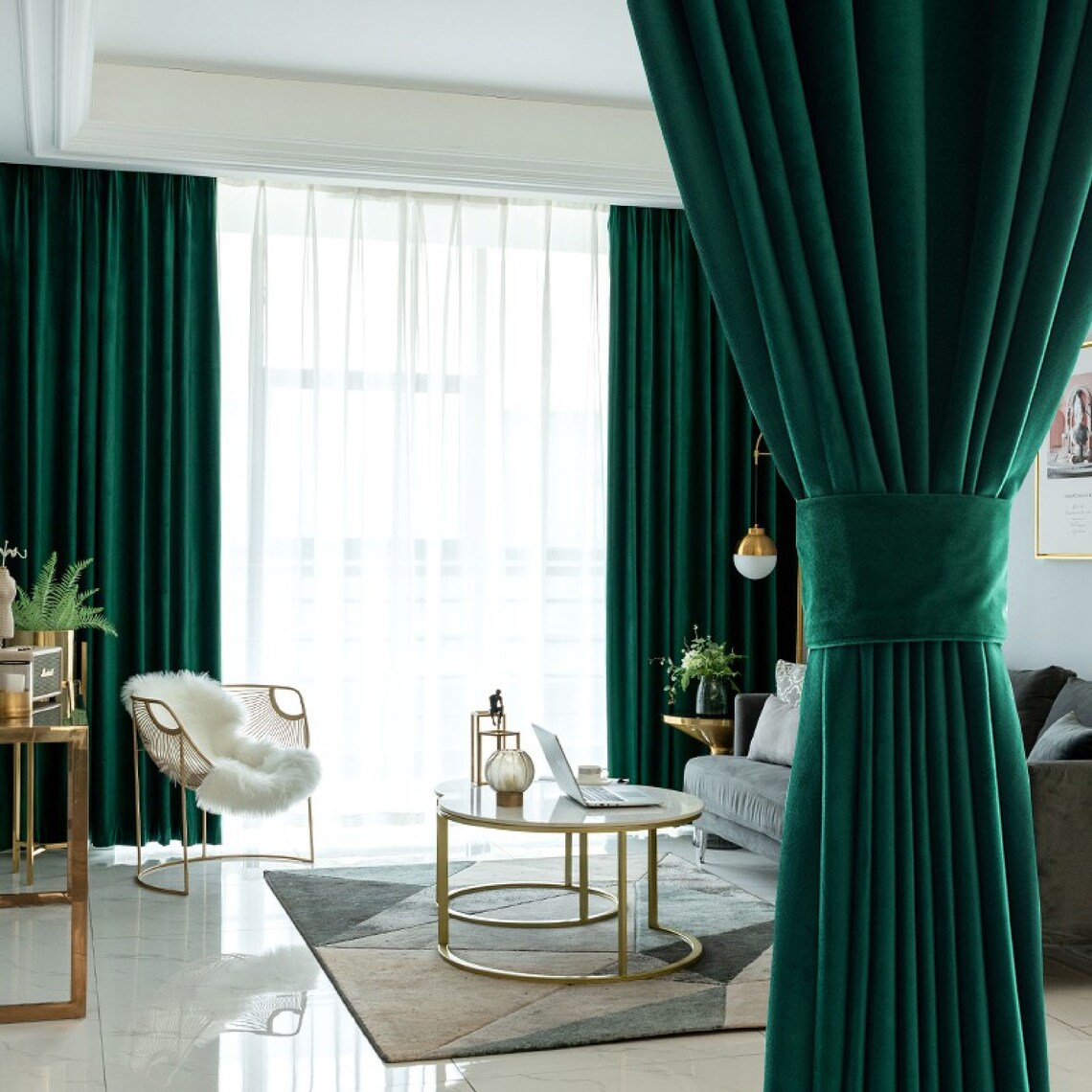 Custom Curtains Emerald Green Velvet Curtain Green Curtain Etsy