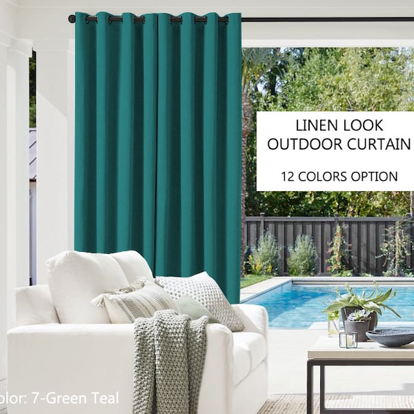 Linen Look Outdoor Curtain, Sunproof Outdoor Curtain, Water Repellent Curtain, Pool Curtain, Patio Curtain, Custom Made Outside Curtains