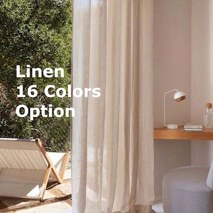 Linen Sheer Curtain: Custom Size Window Drape, 16 Colors