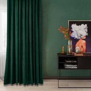 Emerald Green Velvet Blackout Curtains: Custom Size Window Panel
