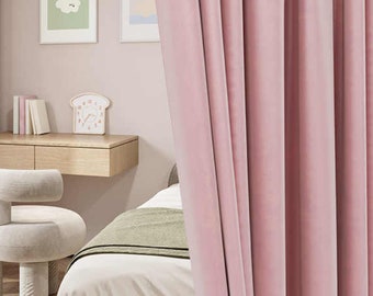 Custom made Curtains for living room,pink color Back Tab Velvet Curtain, 124 colors curtains options