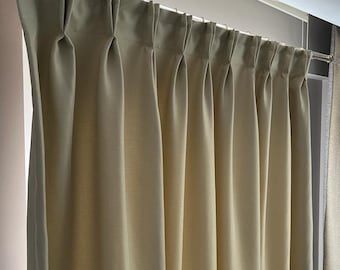 Double Pinch Pleated Linen Curtain for living room, Custom Size Curtain Panels for Bedroom. Pleated Linen Curtains.