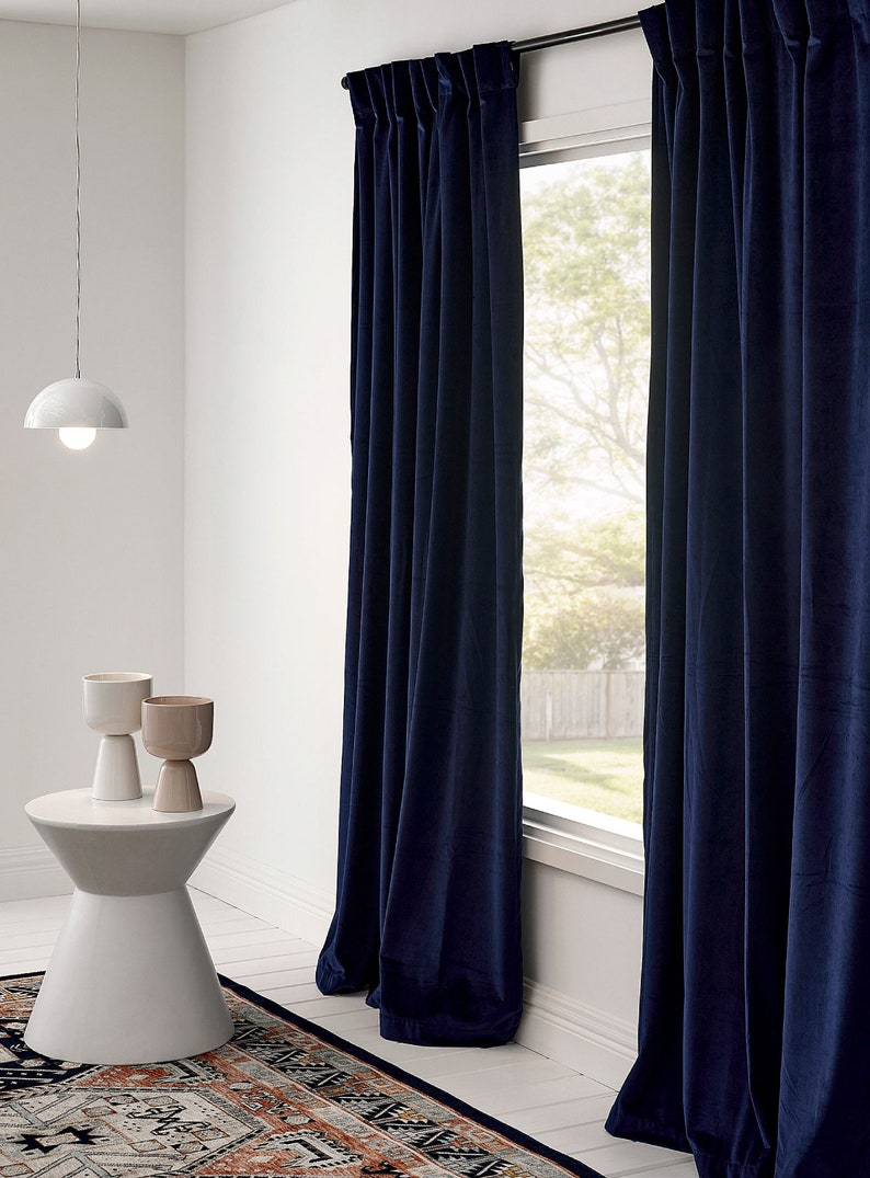 Socurtain navy blue velvet curtain.