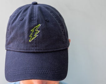 Hand Embroidered Lightning Bolt Hat