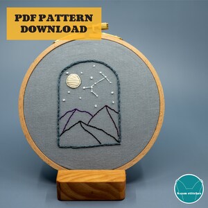 Mountain Archway, Constellation Stars Modern Embroidery Pattern for Beginners - PDF Printable Download
