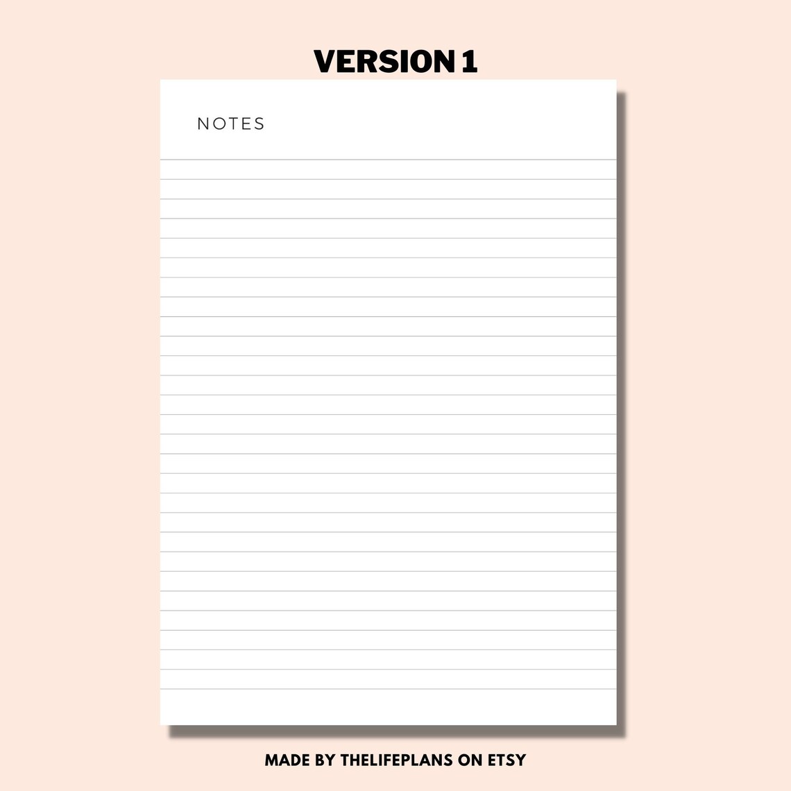 Notes Page Printable, Lined Notes Template, Note Taking, Writing Paper ...