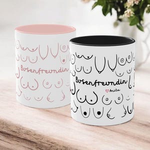 Taza personalizada para mejor amiga, blanca | Taza para mejor amiga con nombre | Regalo de cumpleaños personalizado | Taza con forma de pecho
