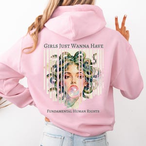 Girls Just Wanna Have Fundamental Human Rights Hoodie | Feminist Tee pink| Frauenrechte | medusa |Equality Clothing