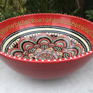 Salatschüssel Obstschale 30x 15 cm hand bemalt mediterrane Keramikschüssel Bild 3