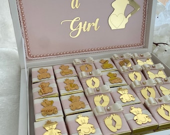 Neonata/ragazzo, scatola di cioccolatini personalizzata per baby shower, scatola regalo per baby shower, bomboniere personalizzate, scatola regalo di cioccolato, bomboniere