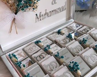 Scatola di cioccolatini personalizzata, confezione regalo di nozze personalizzata, confezione regalo per baby shower, bomboniere personalizzate, confezione regalo di cioccolato, bomboniere