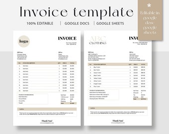 Bearbeitbare Rechnungsvorlage: Google Docs & Sheets (Digitaler Download)