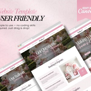 Balloon Artist Website Template, Editable Canva Website Template for balloon decor artist, landing page, balloon artist, image 2