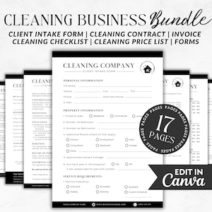 Cleaning Business Forms Bundle | Cleaning business forms | Cleaning service agreement | Editable Cleaning checklist | Cleaning Intake Form