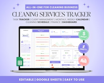 Cleaning Business CRM: Client & Task Tracker Google Sheets Template