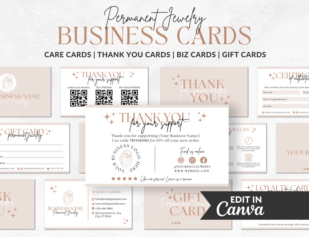 Buy Permanent Jewelry Business Card Template Bundle (canva Editable) Online  in India