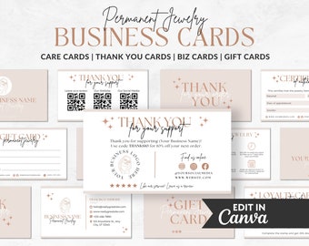 Permanent Jewelry Business Card Template Bundle (Canva Editable)
