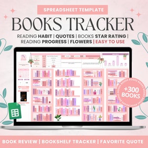 Tracker di lettura, modello di foglio di calcolo, foglio di calcolo di tracker di libri, pianificatore di lettura, registro di lettura, diario di libri digitale, collezione di libri digitali