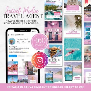 Travel Agent Social Media Template Bundle, Travel Agent Social Media, Travel Blogger Content, Travel Agency Marketing, NEW INSTAGRAM SIZE!