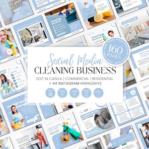 Modelli di post Instagram per imprese di pulizie: 160 design Canva (download digitale)