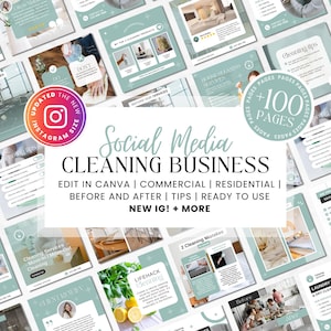 Modelli Instagram per attività di pulizia / Post Instagram per servizi di pulizia / Modello per pulizie commerciali / Post sui social media per pulizie