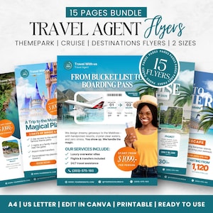 Modello di volantino per agente di viaggio / Volantini per marketing di viaggio / Social media per agenzie di viaggio / volantino per vacanze / modelli di viaggio