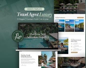 Luxury Travel Agent Website Template, Canva Landing Page Template, Travel Advisor, Booking Website, Travel Agency Website Design