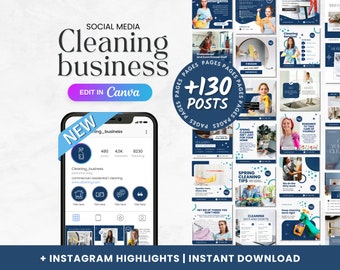 Plantilla de Instagram para servicios de limpieza: Publicaciones editables en Canva para redes sociales