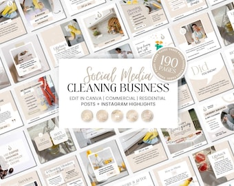 Plantillas de redes sociales para empresas de limpieza: 190 publicaciones en Canva