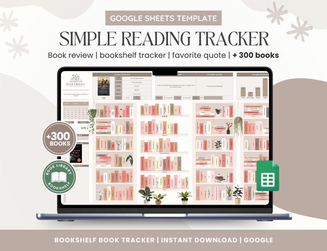 Digital Book Tracker: Floral Google Sheets Reading Journal (spreadsheet ...