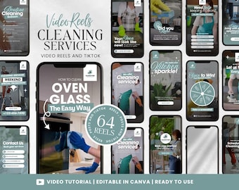 Cleaning Business Video Reels Templates: Social Media Marketing (Canva Editable Digital Download)