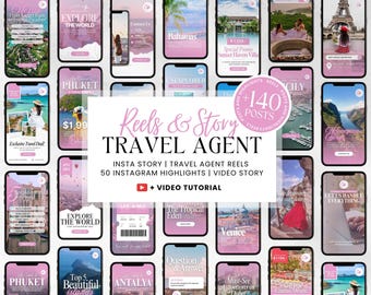 Travel Agent Instagram Reels & Story Templates: Canva Editable Social Media