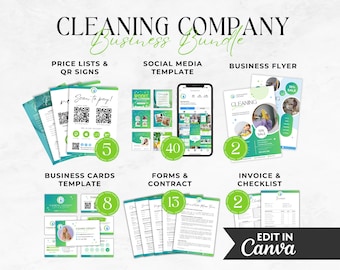 Cleaning Business Starter Kit: Forms, Contract, Social Media (Canva Template)