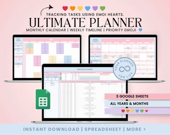 ADHD Digital Planner: Weekly Monthly Google Sheets Template (Digital Download)