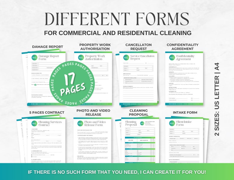 Cleaning Business Bundle: Forms, Flyers, Social Media (canva Editable ...