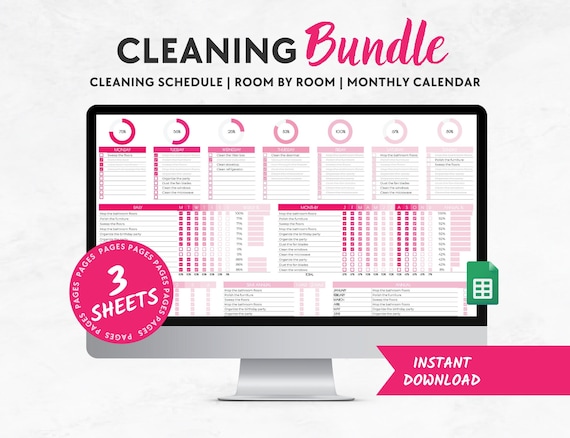 Cleaning Schedule Bundle: Editable Household Planner (Digital Download)