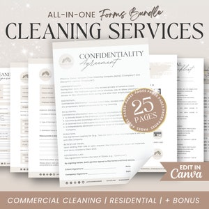 Cleaning Business Forms Bundle, Editable Cleaning Contract, Cleaning Checklist, Commercial Cleaning Proposal, Cleaning Service, Intake Form