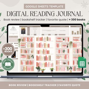 Tracker di libri Fogli Google/Diario di libri digitali/Recensione di libri/Tracker di scaffali/Registro di lettura/modello di foglio di calcolo/Tracker di lettura