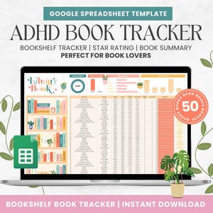 Digital Book Tracker / Fogli Google / Tracker di lettura modificabile / Modello di foglio di calcolo / Registro di lettura della libreria / Modello di recensione del libro